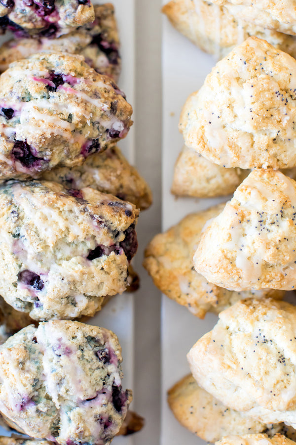 Blueberry Scones and Lemon Poppyseed Scones