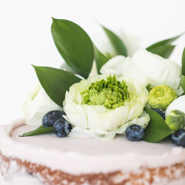 Scraped Lemon Blueberry Cake w/ Fresh Blooms