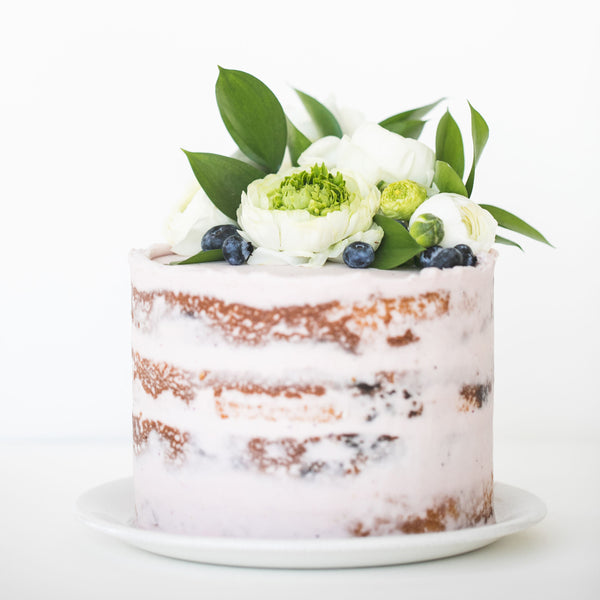 Scraped Lemon Blueberry Cake w/ Fresh Blooms