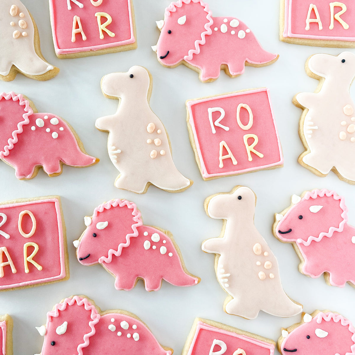 Pink or Green Dinosaur Sugar Cookie Set